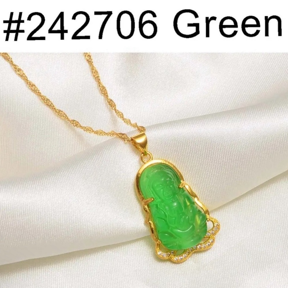 Green Buddha necklace 18 inch - Picture 2 of 2